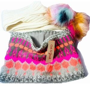 Cat & Jack two Scarves multi color Cowl & Neck Winter Christmas Gift NWT $25.98